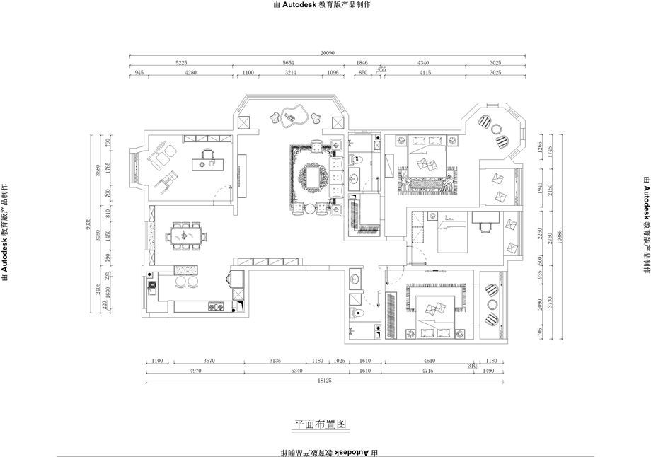 湖滨晋庭220平米欧式风格装修效果图